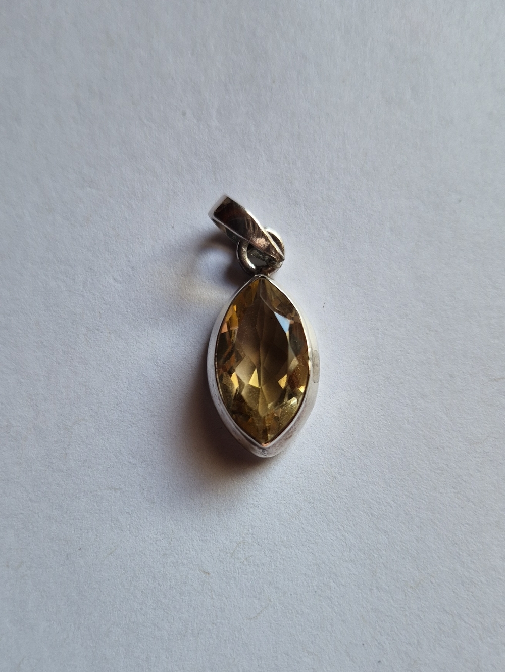 Marquise Lemon Quartz Sterling Silver Pendant - Women’s Necklace Accent